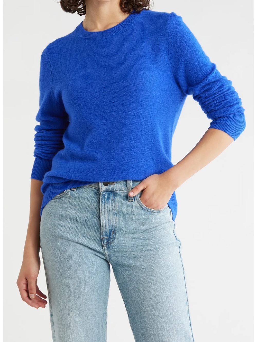 NORDSTROM 100% Cashmere Cobalt Royal Blue Crewneck Womens Sweater XS Extra Small